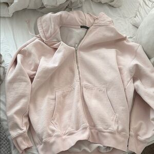 Brandy Melville Christy Light Pink Zip-Up Hoodie